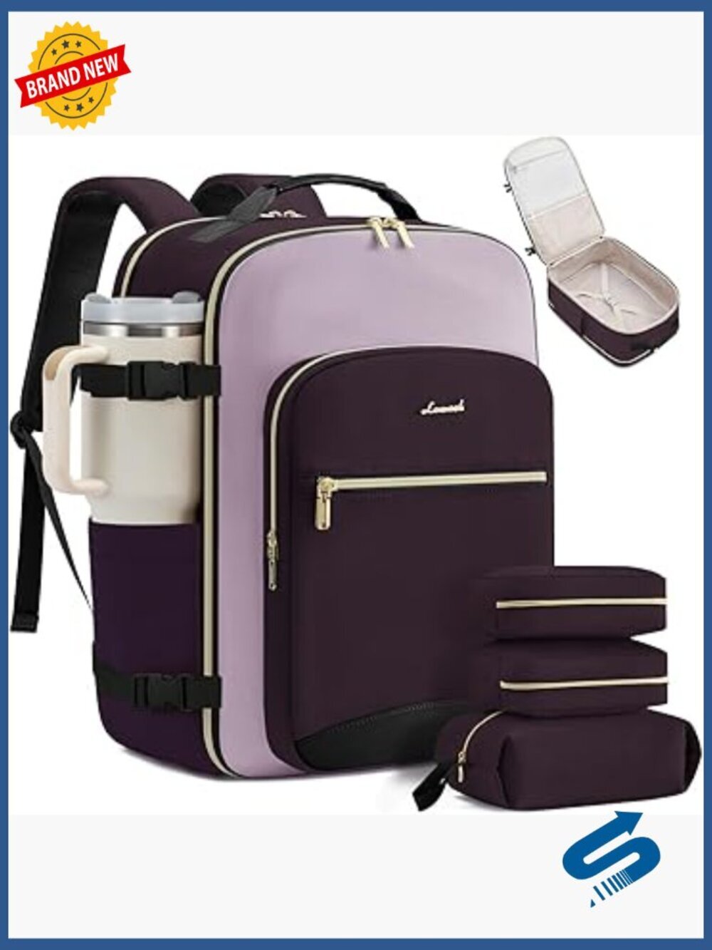 40L Travel Backpack Carry On Luggage with Packing Cubes, TSA Overnight Bag,